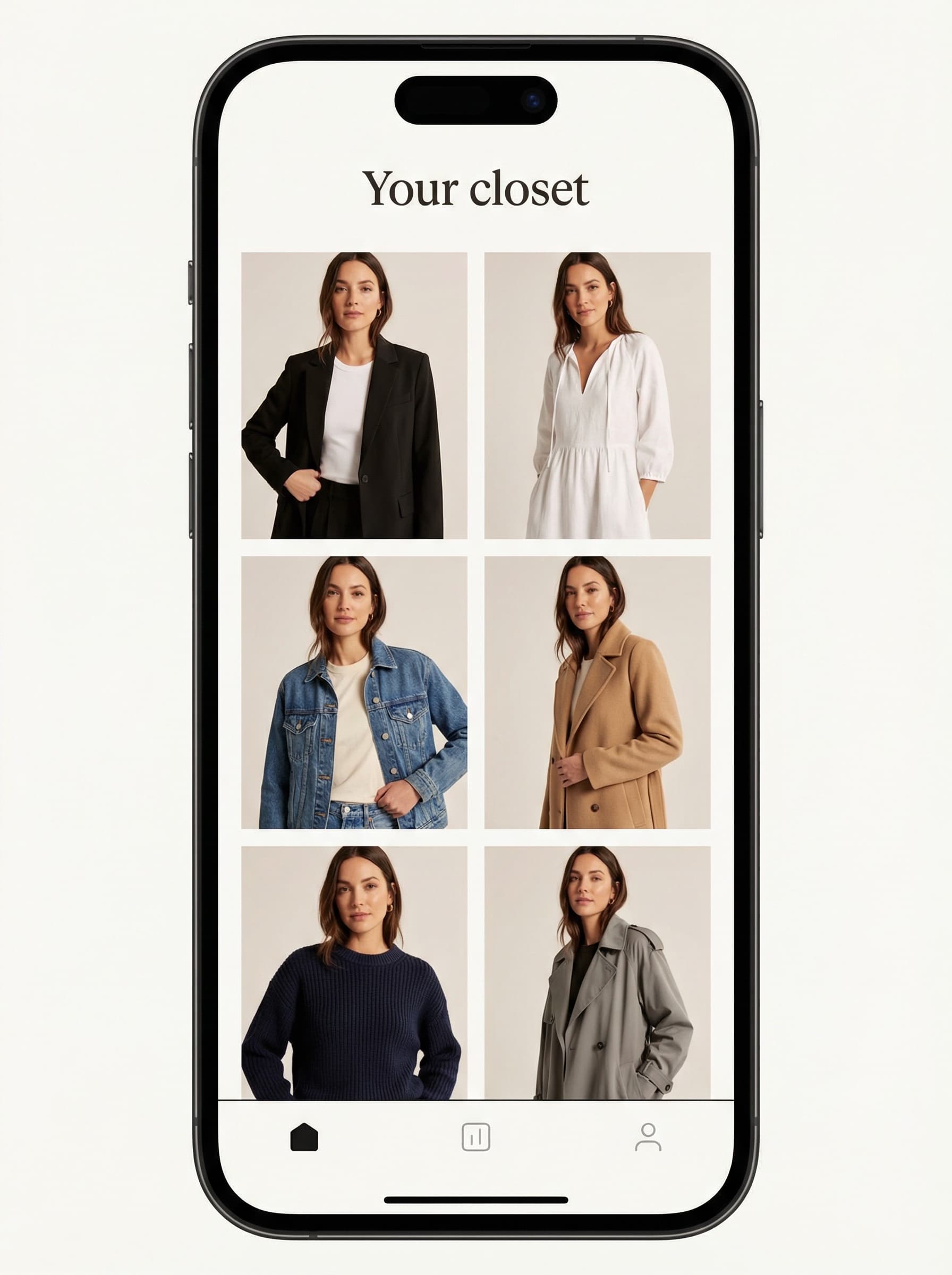 Vanity closet grid showing saved virtual try-ons